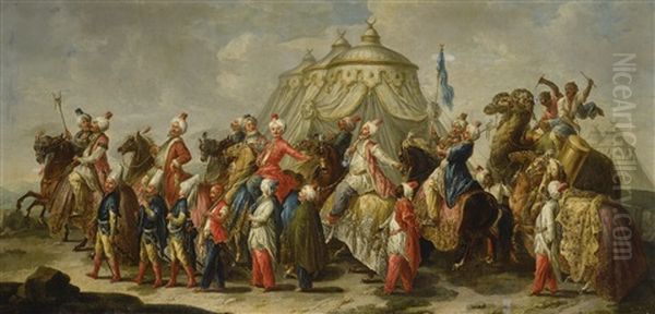 A Calvacade Of Turks And Their Moorish Followers Before An Encampment - view 1