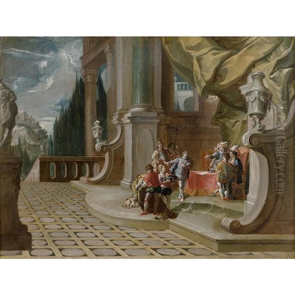 Passing Of Power In A Palace With The Name Of Jesus In The Upper Right - view 1