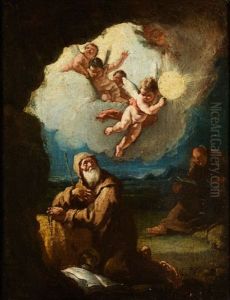 Die Vision Des Heiligen Francesco Di Paola (heiliger Franz Von Paola) by Francesco Salvator Fontebasso