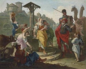 Rebecca And Eliezer At The Well by Francesco Salvator Fontebasso
