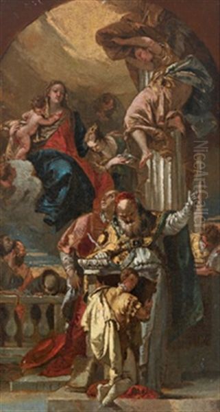 La Madonna Con Bambino E I Santi Caterina, Carlo Borromeo E Giovanni Vescovo Di Bergamo - view 1