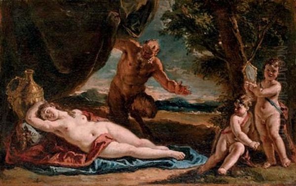 Jupiter Gazing Upon A Sleeping Antiope, With Attendant Putti - view 1