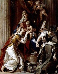 Mystic Marriage Of Saint Catherine, With An Angel And Saint Teresa by Francesco Salvator Fontebasso