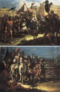 Porus Brought Wounded Before Alexander by Francesco Salvator Fontebasso