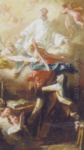 The Vision Of A Female Saint by Francesco Salvator Fontebasso