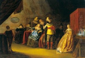 Elegante Gesellschaft In Einem Interieur by Adriaen Lucasz Fonteyn