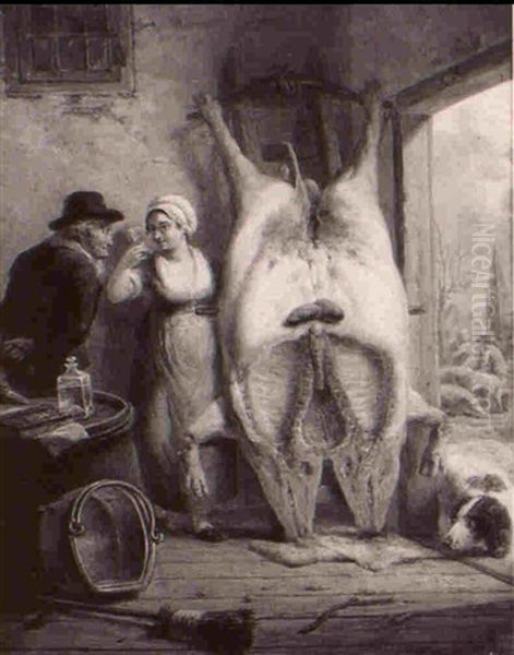 Figures In An Interior With A Slaughtered Swine - view 1