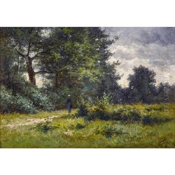 Spazierende Dame Am Waldrand - view 1