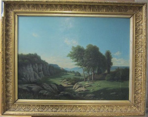 Paysage Anime D'une Jeune Femme Ramassant Du Bois - view 1