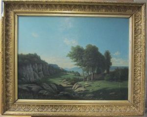 Paysage Anime D'une Jeune Femme Ramassant Du Bois by Horace-Antoine Fonville