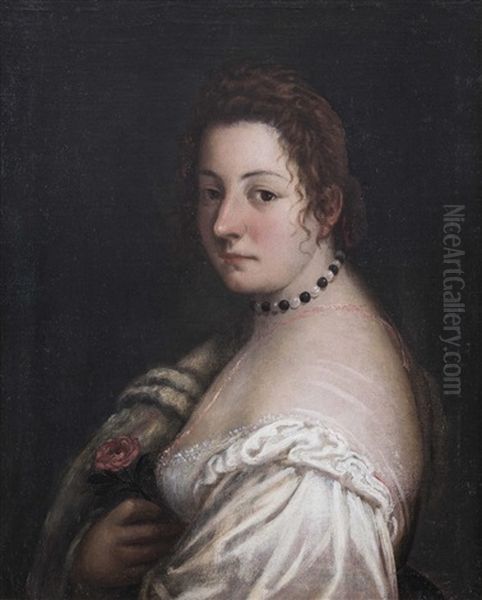 Portrat Einer Dame Mit Rose - view 1