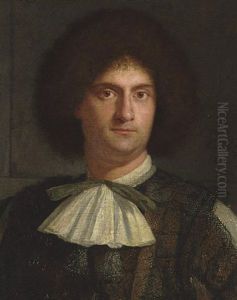 Portrait Of A Gentleman In A Black Lace Jacket And White Collar