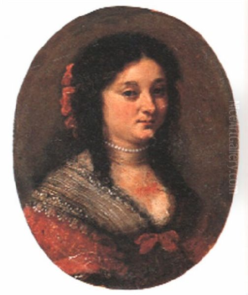 Portrait Of A Lady, Bust Length, Wearing Red Dress - view 1