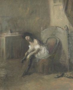 Interieur Mit Frau Bei Der Ankleide