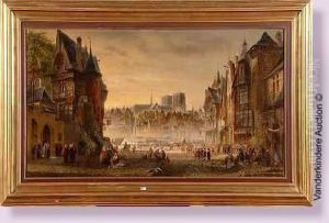 Vue De Paris Anime by J.A.F. Aubry