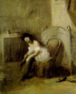 Jeune Femme Mettant Son Bas Jeune Femme Mettant Son Bas