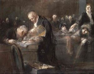 Scene De Tribunal- La Piece A Conviction by Jean-Louis Forain