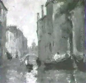 Gondolas On The Canal & Pont A Marie by Charles Stuart Forbes