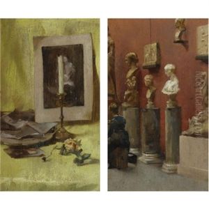 Museum Interior (+ Still Life With A Candle; 2 Works)