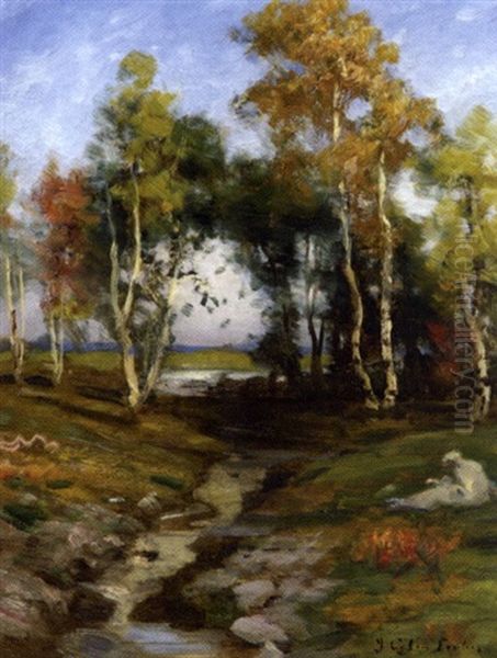 Reading By The Stream - view 1