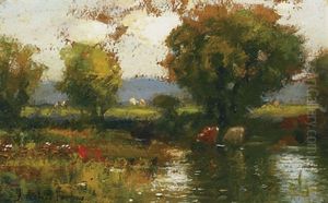Cattle By A Stream by John Colin Forbes