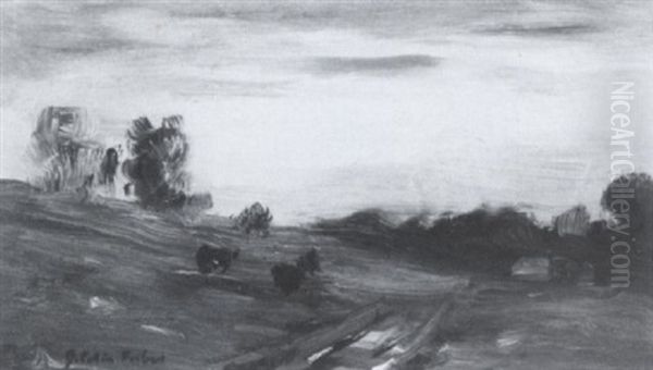Hillside With Grazing Cattle - view 1
