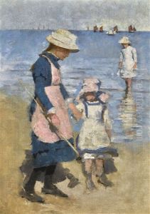 Children On The Beach, Cancale by Stanhope Alexander Forbes