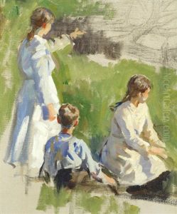 Summer Afternoon - A Study Of Three Children by Stanhope Alexander Forbes