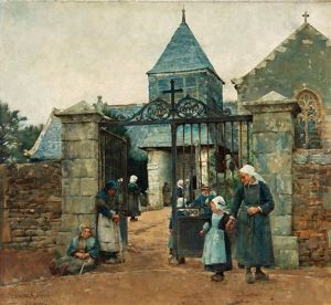 Outside Chapelle Saint-david In Quimperle, Scene From Brittany