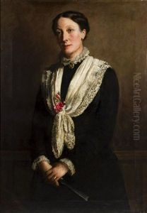 Portrait Of A Lady Wearing A Lace Shawl