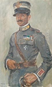 Portrait Of A Gentleman In Italian Military Uniform by Stanhope Alexander Forbes