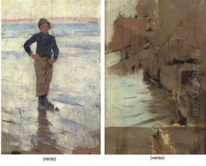 Boy On A Beach (+ The Slip, Sketch; Verso) by Stanhope Alexander Forbes