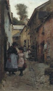 A Street In Newlyn by Stanhope Alexander Forbes