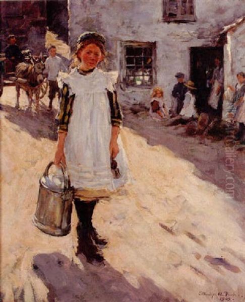 Young Girl In A Cornish Street - view 1