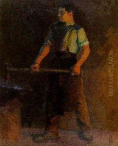 Study For "forging The Anchor" by Stanhope Alexander Forbes