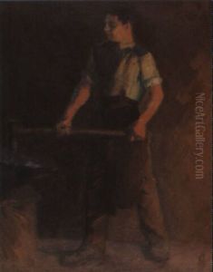 Study For 'forging The Anchor' by Stanhope Alexander Forbes