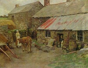 A Cornish Farmyard by Stanhope Alexander Forbes