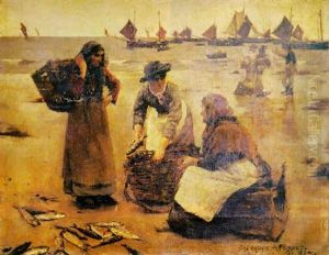 Study For 'a Fish Sale On A Cornish Beach' by Stanhope Alexander Forbes
