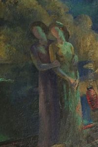 Two Women On A Ship At Dusk by Vivian Forbes