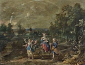 La Fuite En Egypte Et Le Retour Apres La Fuite En Egypt (pair) by Guillaume Forchondt the Elder
