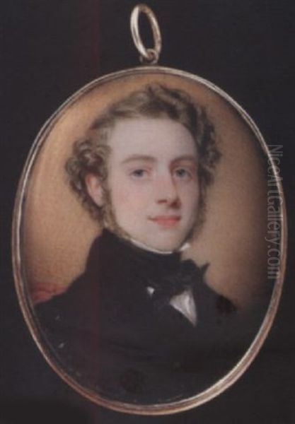 A Gentleman (mr. Collins?), Seated On A Red Chair, Wearing Black Coat, Waistcoat, Tied Cravat And White Shirt - view 1
