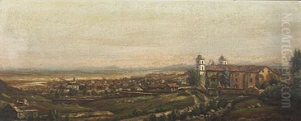 A View Of Early Santa Barbara From Above The Mission - view 1