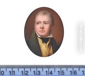 Sir Walter Scott Wearing Green Coat, Yellow Waistcoat, White Chemise, Black Stock And Gold Chain by William Bishop Ford