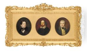 Portraits Of The Great Poets Of Great Britain And Ireland (3 Works In 1 Frame, And Additional Work By William Essex) by William Bishop Ford