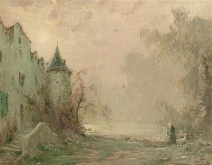 Landscape With Castle And Sheep by Henri-Louis Foreau