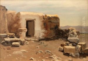 Stone Hut In A Desert Landscape by Lockwood de Forest
