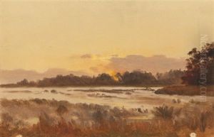 Atmospheric Landscape At Sunset by Lockwood de Forest