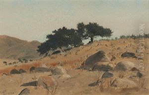 Foothill Landscape With Oak Trees by Lockwood de Forest