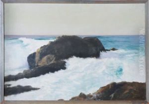 Waves Crashing On The Rocks by Lockwood de Forest
