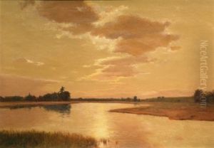 Marsh Scene At Sunset
